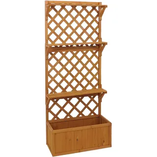 MCW Hochbeet P69 Rankgitter Spalier Ablagefläche Holz 177x77x33cm Natur
