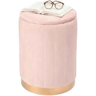 Relaxdays Hocker Samt 32 x 42 x 32 cm Altrosa