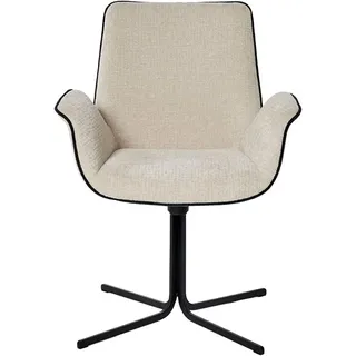 Schalenstuhl JAHNKE "POLE TWIST", champagner, schwarz, schwarz, schwarz, B:65cm H:85cm T:63cm, Polyester, Stühle, Schalenstuhl, Drehbar, gepolstert, mit Armlehnen, Metallgestell, B:65xT:63xH:85 cm