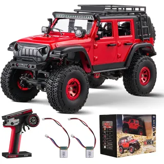 VEVOR Ferngesteuertes Auto, RC-Auto im Maßstab 1:24, All-Terrain-4WD-Geländewagen mit Vollbeleuchtung & 2 wiederaufladbaren Batterien, 2-Gang-Hobby-Rennauto als Geschenk für Kinder ab 14 Jahren