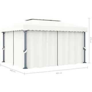 vidaXL Pavillon 4 x 3 m inkl. Seitenteile Cremeweiß