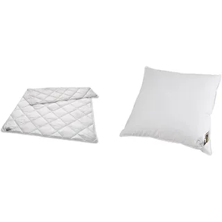 Böhmerwald Exclusiv Kamelhaardecke, allergikergeeignet, 100% Kamelhaar, Füllgewicht: 1000gr., 135x200 cm & Luxus Kopfkissen, 100% Daunen, Füllgewicht: 600 g, Stützkomfort: extra weich, 80 x 80 cm