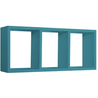 RECHTECKIGER WANDREGAL MIT 3 FÄCHERN FARBE BLAU MOD. TRISTANO