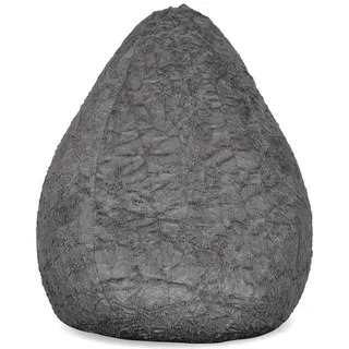 Lumaland Luxury Fluffy Sitzsack stylischer Webplüsch Beanbag - 120L Füllung - Grau - Hellgrau