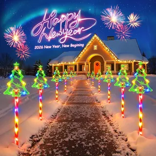 GEARLITE Weihnachtsbeleuchtung Außen Solar 10 Stück, 102 LED Zuckerstangen Weihnachtsbaum Gartenstecker Deko Weihnachten Outdoor mit USB Laden, 10 Modi Weihnachtsdeko Draußen für Garten Geschenke