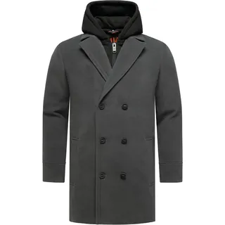 Wintermantel STONE HARBOUR "Trenchcoat Darioon XX", Herren, Gr. M, grau (anthrazit), Obermaterial: 95% Polyester PES. 3% Viskose CV. 2% Elasthan EL. Obermaterial: Futter: 100% Polyester PES. 100% Polyester PES., Mäntel Wintermantel