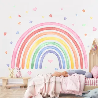Supzone Wandtattoo Regenbogen Großn 195x119cm Mädchenzimmer Wandaufkleber