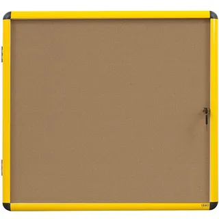 Bi-Office Schaukasten Ultrabrite - 12 x A4 - kork pinnwand, mit gelber Alurahmen