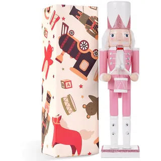 VorFor Pink Drummer Nussknacker Figur,Rosa Serie 30CM Nussknacker Weihnachten,Kreative Handwerksgeräte,Die Als Weihnachtsdekorationen Oder Feiertagsgeschenke Verwendet Werden Können.