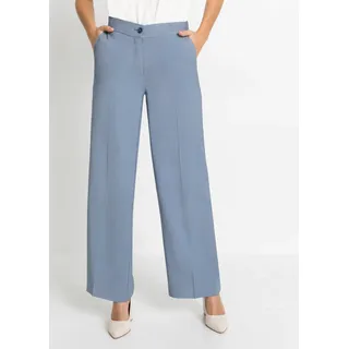 Stoffhose BONPRIX "Leichte Marlenehose mit Viskose", Damen, Gr. 48, N-Gr, rauchblau, Web, Obermaterial: 92% Viskose, 8% Polyester, gepflegt, unifarben, loose fit lang, Hosen Stoffhose, Marlenehose, Loose Fit, weites Bein, femininer Stil