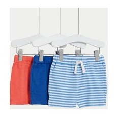 Boys M&S Collection 3pk Pure Cotton Shorts (0-3 Yrs) - Multi, Multi - 0-3 M