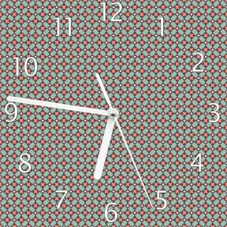 Wallario Design Wanduhr Muster mit Kreuzen, Kreisen und Vierecken, in rot, braun und grün aus Echtglas, Größe 20 x 20 cm - Weiß