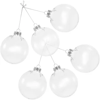 TOYANDONA 6 Stück Durchsichtige Flache PET Weihnachtskugeln 10cm Befüllbar für Selbstgemacht Basteln Hängende Dekoration für Weihnachten und Halloween