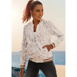 Trainingsjacke VENICE BEACH, Damen, Gr. 36/38, creme, gold, Obermaterial: 100% Polyester, figurumspielend hüftlang, Rundhals, elastischer Bund, Jacken Trainingsjacke, im Animaprint, Sportjacke, sportlich chic, Topseller
