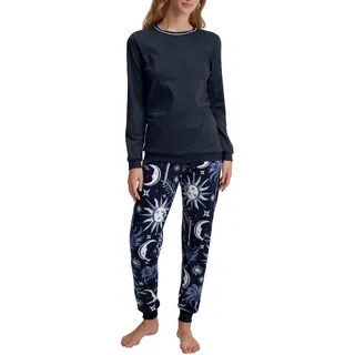 CALIDA Winter Dreams Bündchen-Pyjama Damen Dark Sapphire 48-50