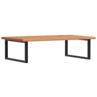 Waschbeckenregal Wandmontage Stahl und Massivholz Buche - Braun, Schwarz
