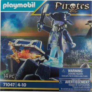 PLAYMOBIL 71047 Pirates Geister Pirat und Schatztruhe mit Leuchtfunktion, Gold, Säbel, Sammelfigur, Spielzeugfigur, 14 Teile