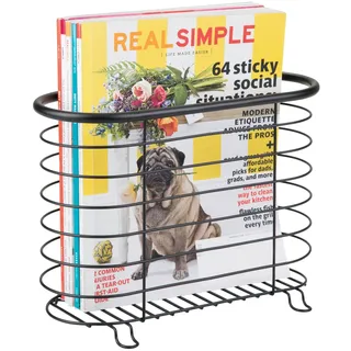 mDesign Zeitschriftenhalter Metall - praktische Aufbewahrung von Zeitungen und Zeitschriften im Bad, Büro und Eingang - moderner Design Zeitungsständer & Zeitungshalter - mattschwarz