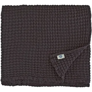 Linen & Cotton Premium Qualität Waffel Tuch Saunatuch Strandtuch Handtücher Badetücher Duschtücher Gästehandtücher Ezra, 48% Leinen, 52% Baumwolle - 80 x 100cm (Schwarzgrau/Schwarz)