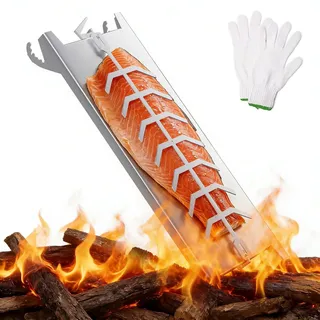 Flammlachsbrett - Edelstahl Grillplatte - Für Feuerschale - 180° Drehbar - Auch Als Räucherplatte