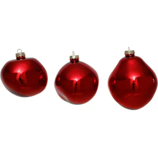 Leonique Weihnachtsbaumkugel »Birdelle glänzend, Weihnachtsdeko, Christbaumschmuck, Christbaumkugeln«, (Set, 3 St.), Baumkugeln in organischer Form, Ø 10 cm, organische Kugeln aus Glas, rot