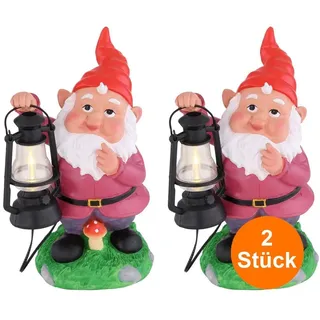 bmf-versand Solarleuchten Garten Gartenzwerge Lustig 2er Set Solarlampe Außen Außenleuchte - Bunt