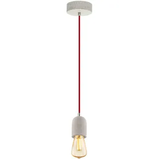 EGLO Pendelleuchte Yorth, 1 flammige Schnurpendel Hängelampe Vintage, Industrial, Hängeleuchte aus Stahl in Grau, Kabel in Rot, Esstischlampe, Wohnzimmerlampe hängend mit E27 Fassung