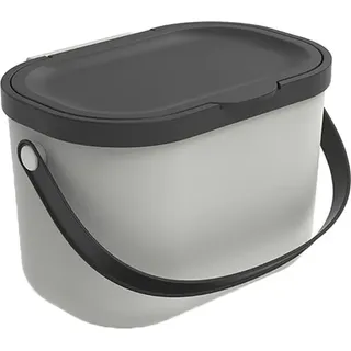 Rotho Biomülleimer 3,2 L Albula - Mülleimer 22,2 x 17,2 x 14,7 cm - Abfalleimer mit Deckel - Müllbehälter mit Griffen - Küchenabfalleimer - Weiß