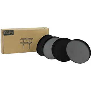 CeleBig® Kerzenhalter 4er Set ø10cm mit Randschutz für Adventskränze und DIY-Projekte aus Metall mit Nagel und Plattform für Stumpenkerzen in Schwarz