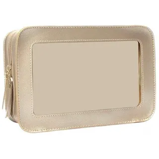 Wasserfeste Reisebeutel Transparent, durchsichtige Schminktas mit Reißverschluss, kleine Handtasche Gold, Schminktas für Urlaub, Geschäftsreisen, Camping, Flugreisen