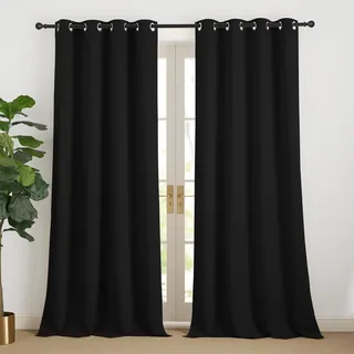 Nicetown Thermo-Vorhang Ösen 140 x 240 cm Schwarz 2er Set