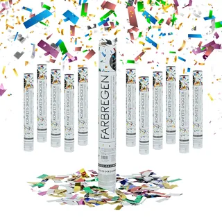 Relaxdays Party Popper, 12er Set, 6-8 m Effekthöhe, Silvester, Geburtstag & Hochzeit, 40 cm Konfettikanone, Folie, bunt