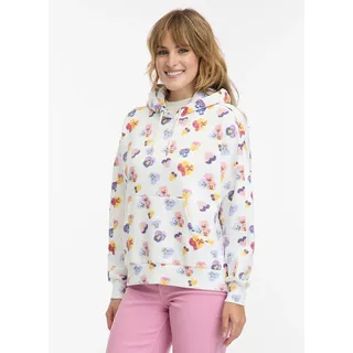 Sweatshirt RAGWEAR "PIRITA PRINT", Damen, Gr. S, bunt (ivory), Sweatware, Obermaterial: 70% Baumwolle, 30% Polyester, bedruckt, regular fit, Rundhals, Sweatshirts Sweatshirt, mit Rundhalsausschnitt, aus Baumwolle und Polyester, Regular Fit