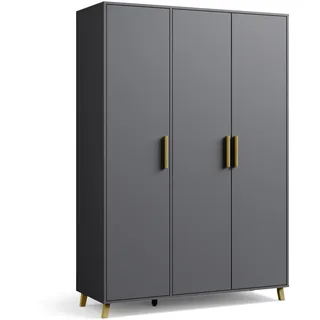 Rauch Kleiderschrank, Garderobe Wäscheschrank Shinjo grau metallic, Schwarz, 140x203x53cm