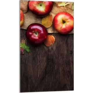 Herdabdeckplatte 30x52 Glaskeramikkochfeld Abdeckung Spritzschutz Glasplatte Deko Schneidebrett, Äpfel Holz