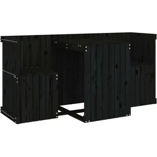 vidaXL Balkonmöbel-Set 2-Sitzer Schwarz Massivholz Kiefer