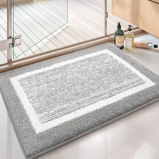 COLOR&GEOMETRY Einfache Badteppiche für das Badezimmer,Grau,60x90 cm | Weiche Badematte, rutschfest, saugfähig, maschinenwaschbar, für Badezimmer, Duschkabinen, Badewannen und Waschküchen