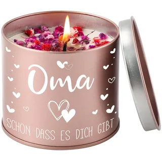 PRSTENLY Oma Geschenk, 9OZ Stumpenkerzen Mit Spruch - OMA, SCHÖN DASS ES DICH GIBT, Geschenke Für Oma zum Weihnachten Geburtstag Muttertag Ostern, Oma Weihnachtsgeschenke Geburtstagsgeschenk Von Enkel