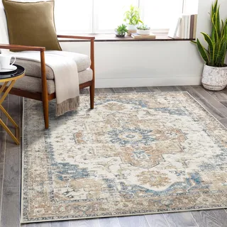 TOPICK Teppich Wohnzimmer Waschbar Kurzflor Retro Teppich 120x180cm Orange Blumen Orientalischer Faltbar Weich rutschfest Dünn Schlafzimmer Kinderzimmer Wohnzimmer Flur