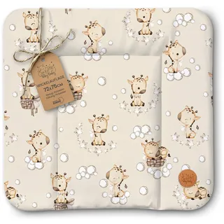 Wickelauflage Wickelunterlage abwaschbar und wasserdicht 75x72 cm - Wickelmatte zum Auflegen auf Wickeltisch Wickelaufsatz Wickelkommode oder Waschmaschine Oeko-Tex75 x 72 Giraffen