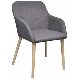 vidaXL Esszimmerstühle 6 Stk. Hellgrau Stoff und Massivholz Eiche - Grau