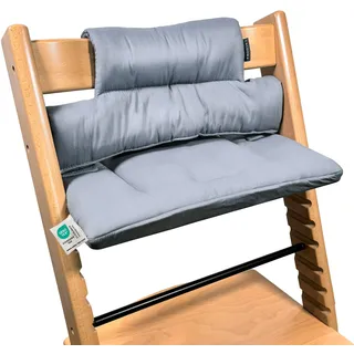 LaLoona Sitzauflage/Hochstuhl Kissen für Stokke Tripp Trapp - 2 teiliges Sitzkissen, abwaschbar, OEKOTEX Standard 100, maschinenwaschbar - Grau beschichtet