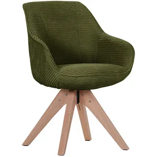 Landscape Armlehnstuhl , Eichefarben, Dunkelgrün , Textil , Eiche , massiv , Uni , eckig , 60x83x65 cm , Stoffauswahl, Typenauswahl, Sitzfläche 360° drehbar , Esszimmer, Stühle, Polsterstühle