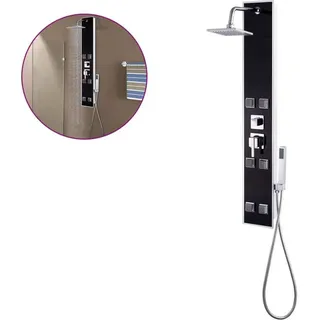 vidaXL Duschpaneel Glas 18×42,1×120 cm Schwarz - Schwarz