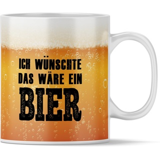 Tasse mit Spruch, Ich wünschte das wäre ein Bier - Vatertagsgeschenke für Papa, Männergeschenk, Biergeschenke für Männer, Vatertag, Freunde und Kollegen, Weiß