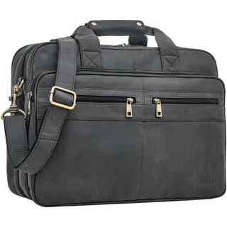 STILORD Alexander Lehrertasche Herren Leder Vintage Aktentasche Laptoptasche Bürotasche Businesstasche groß XXL Umhängetasche mit Dreifachtrenner Echtleder Farbe:anthrazit