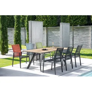 Niehoff Set Noah Stativprofil anthrazit, Cervo - Das Set besteht aus: 1 x Tisch Noah Stativprofil anthrazit, 6 x Stapelsessel ...