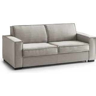 Schlafsofa Giuliana, 2-Sitzer-Sofa, 100%  Italy, Wohnzimmersofa mit drehbarer–ffnung, aus gepolstertem Stoff, mit Standard-Armlehnen, Cm 180x95h90, Turteltaube - Grau