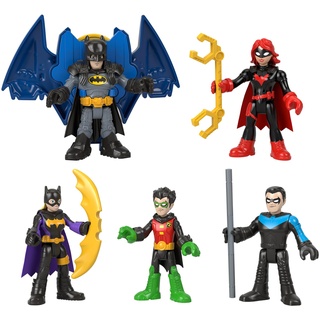 Fisher-Price Imaginext DC Super Friends Batman Spielzeugset mit 5 beweglichen Figuren und 7 Rollenspielzubehörteilen, Familien-Multipack, Vorschulspielzeug, HML03