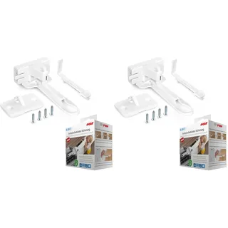 Reer 71090 Schubladen-Sicherung extra flach für Besteckschubladen, Schubladen mit eingebauten Besteckkästen usw, weiß (Packung mit 2)